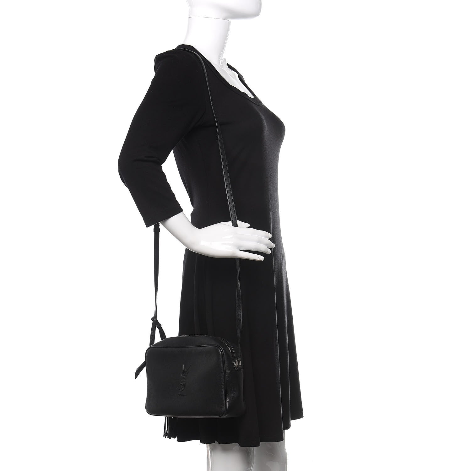 Saint Laurent Lambskin Monogram Small Lou Camera Bag Black 2 of 12