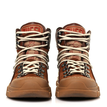 Gucci X SEGA Suede Calfskin GG Monogram Womens Flashtrek High-Top Sneakers 35.5 New Cuir Beige Ruggine 2 of 8