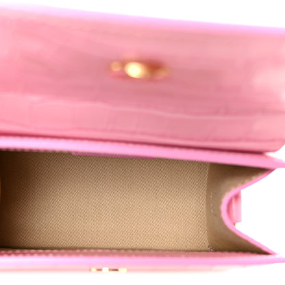 Jacquemus Calfskin Crocodile Embossed Le Chiquito Moyen Pink 5 of 9