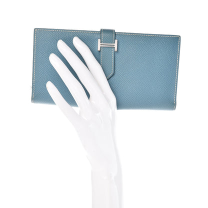 Hermes Epsom Bearn Gusset Wallet Blue Jean 2 of 8