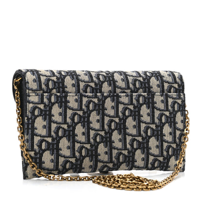 Christian Dior Oblique Saddle Chain Long Wallet Blue 3 of 10