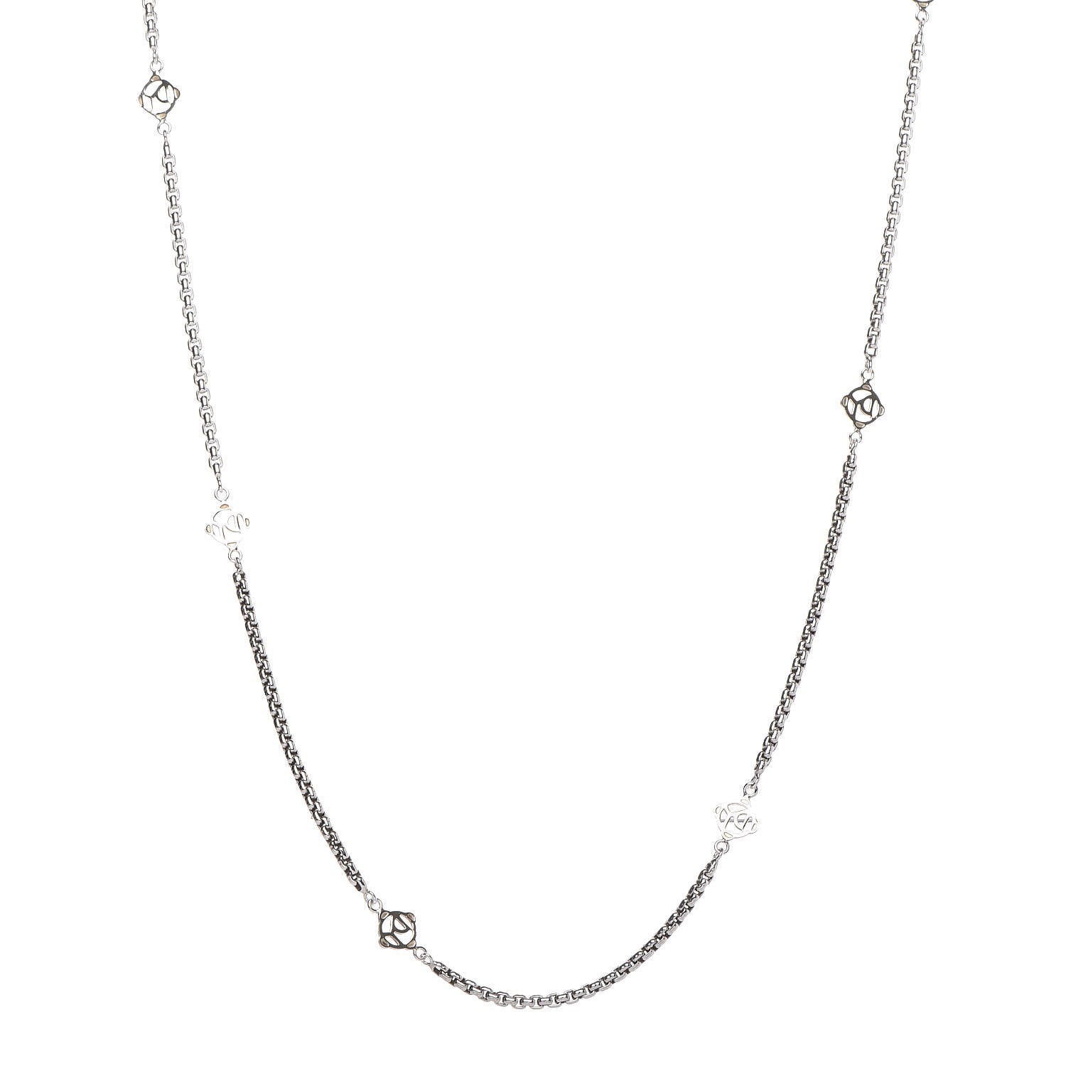 David Yurman Sterling Silver 14K Yellow Gold Logo Station Necklace 32" 1 of 4