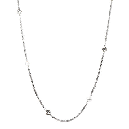 David Yurman Sterling Silver 14K Yellow Gold Logo Station Necklace 32" 1 of 4