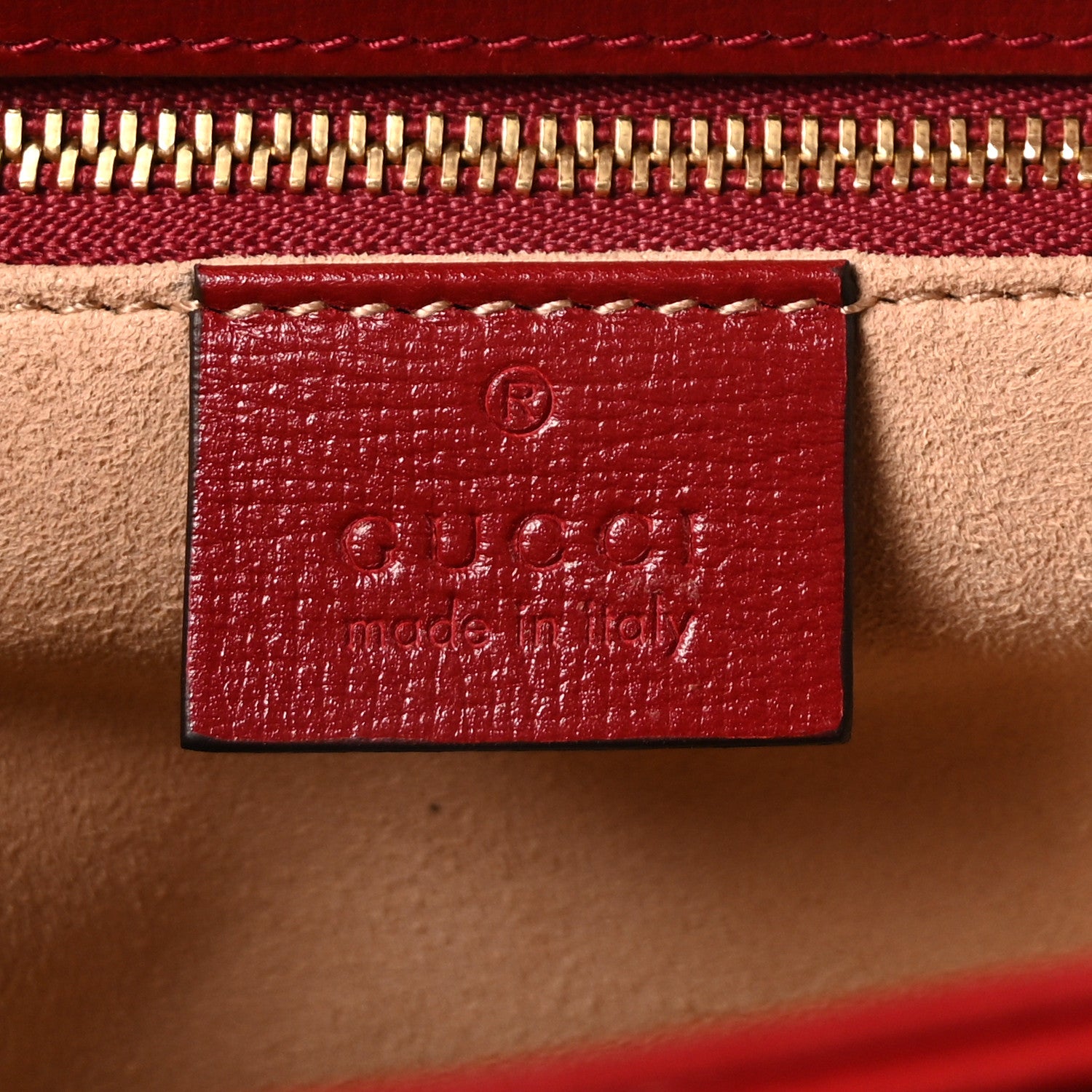 Gucci GG Supreme Monogram Azalea Calfskin Horsebit 1955 Shoulder Bag Beige Ebony New Cherry Red 6 of 10