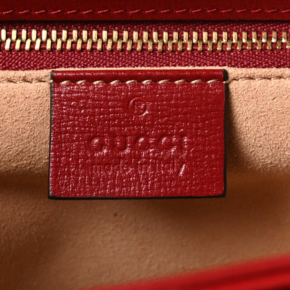 Gucci GG Supreme Monogram Azalea Calfskin Horsebit 1955 Shoulder Bag Beige Ebony New Cherry Red 6 of 10