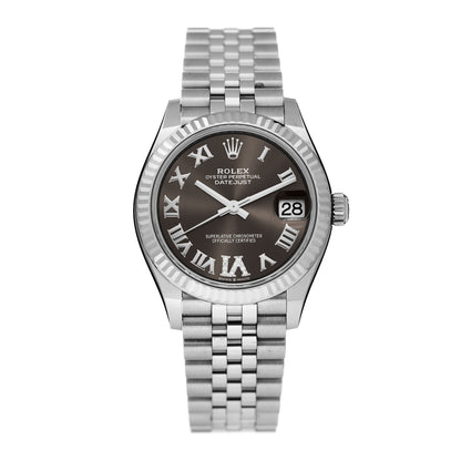 Rolex Stainless Steel 18K White Gold Diamond 31mm Oyster Perpetual Datejust Watch Dark Grey Roman 278274 1 of 5