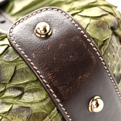 Gucci Snakeskin Medium Pelham Tote Green Brown 11 of 14