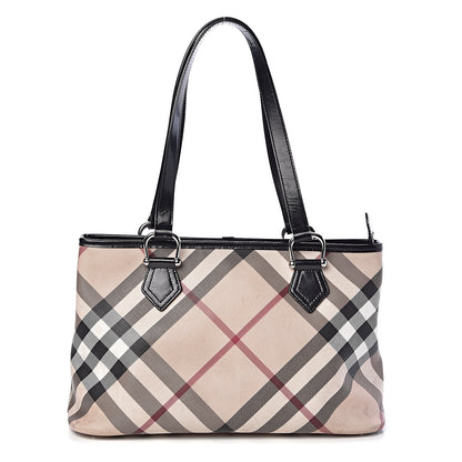 Burberry Patent Trim Nova Check Shopper Tote Black 2 of 16