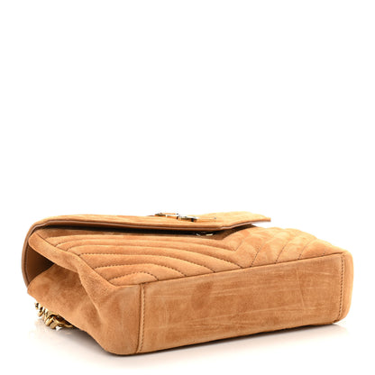 Saint Laurent Suede Matelasse Chevron Monogram Medium College Bag Cinnamon 4 of 11