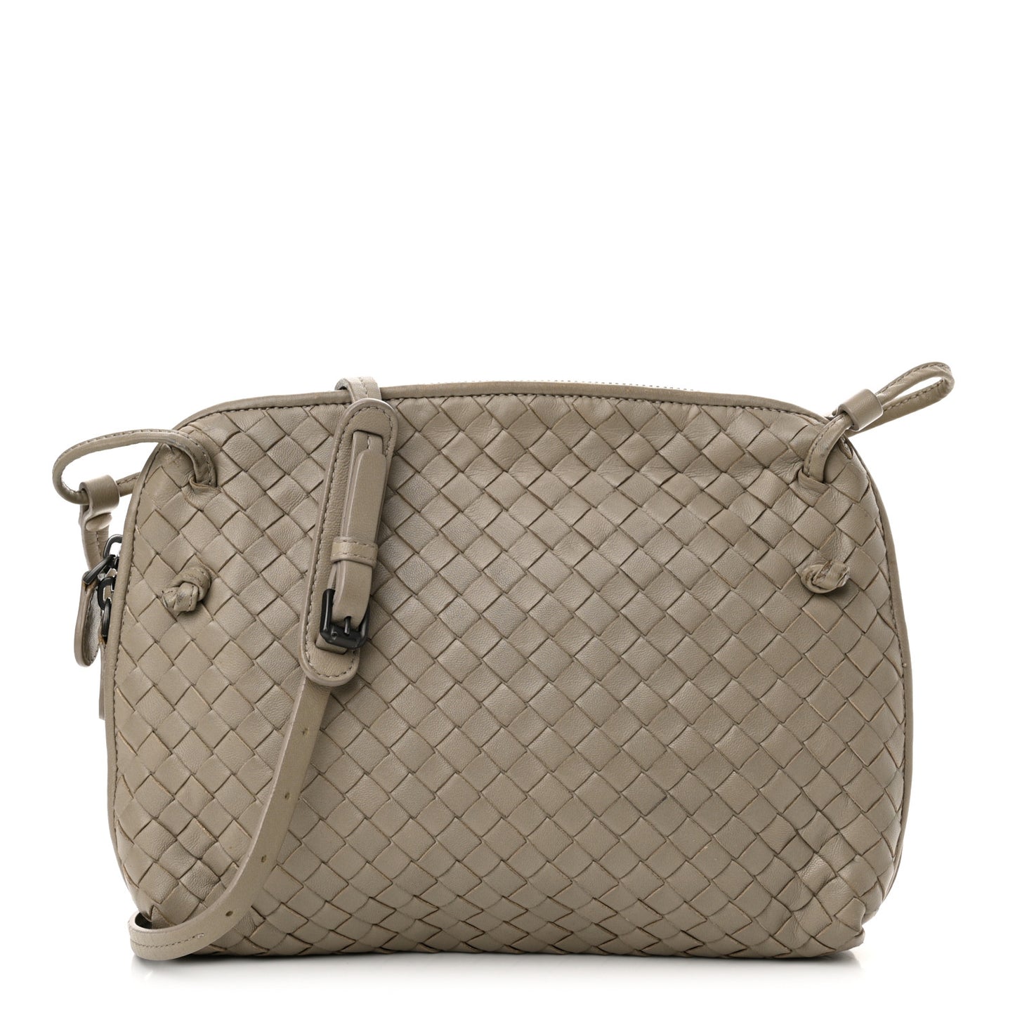 Nappa Intrecciato Nodini Crossbody Messenger Steel