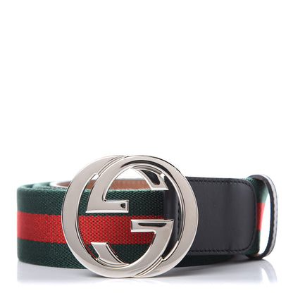 Gucci Calfskin Web Interlocking G Belt 95 38 Dark Brown 1 of 6