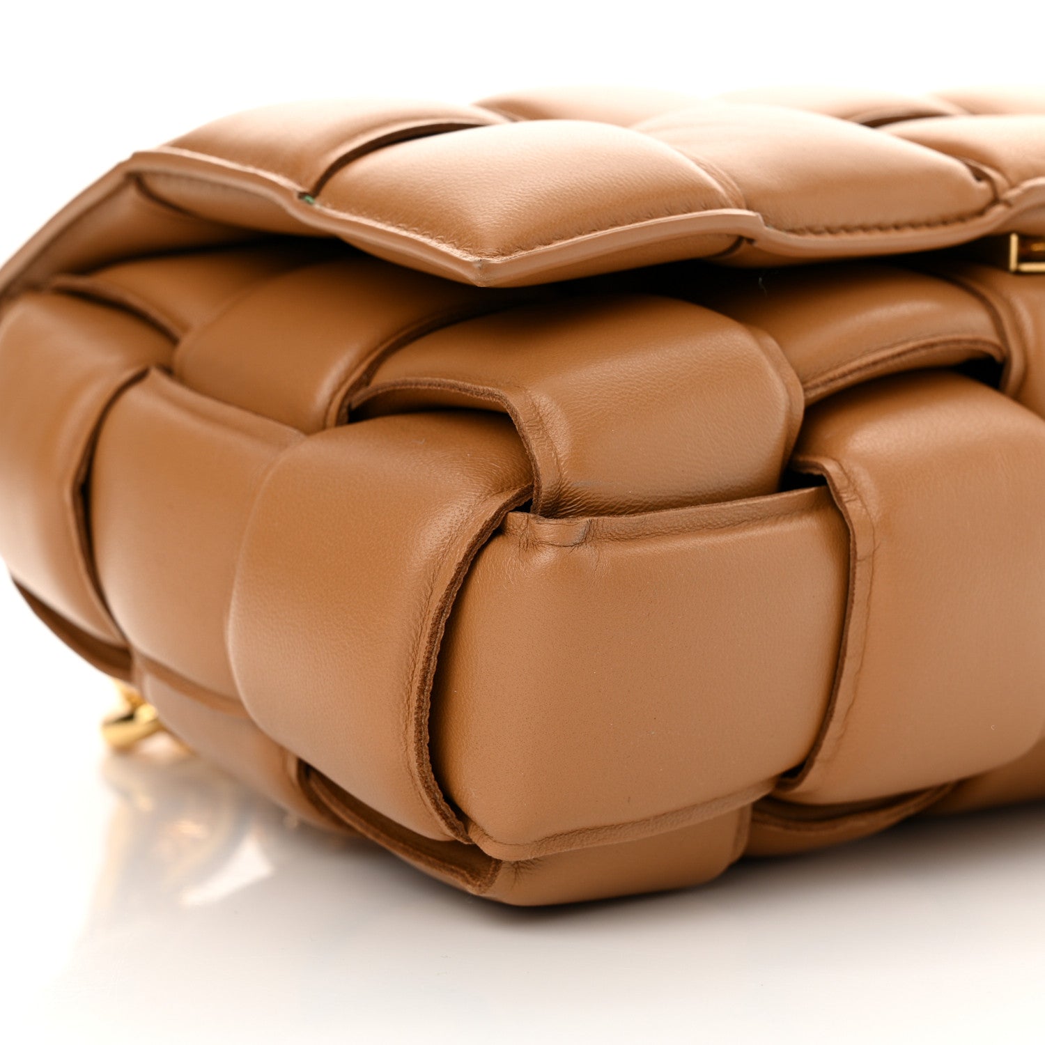 Bottega Veneta Lambskin Maxi Intreccio Padded Chain Cassette Crossbody Bag Caramel 9 of 11