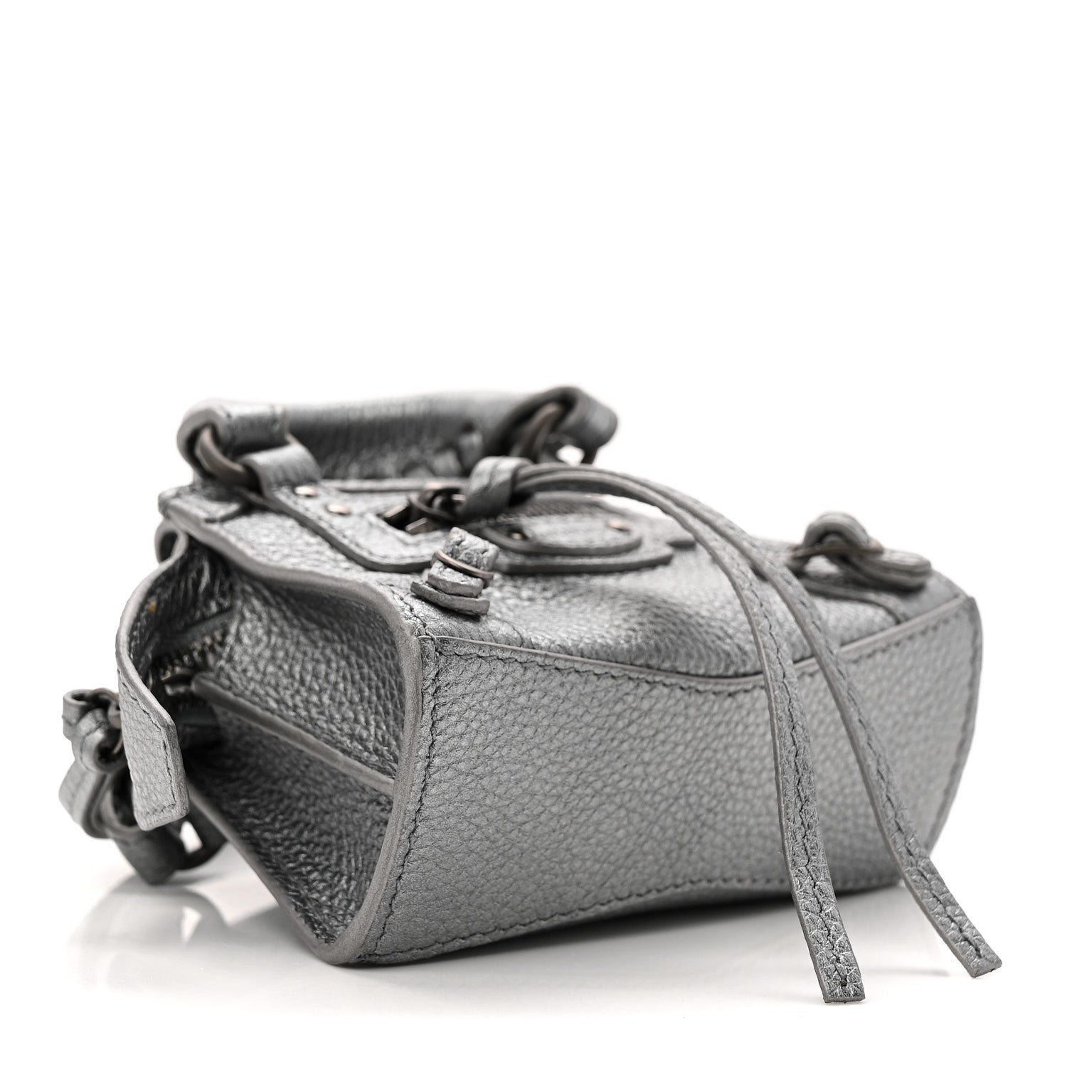 Balenciaga Metallic Grained Calfskin Neo Classic Hardware Super Nano City Crossbody Silver 4 of 9