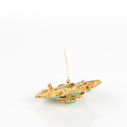 Chanel Resin Crystal Brooch Green Gold 3 of 4