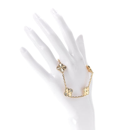 Van Cleef & Arpels 18K Yellow Gold 5 Motifs Guilloche Vintage Alhambra Bracelet 2 of 7