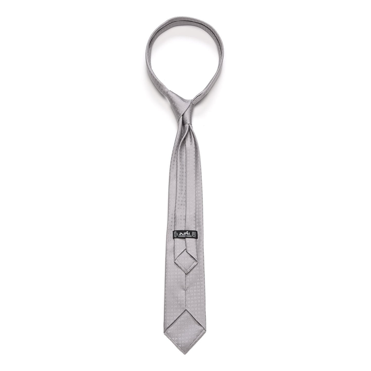 Mens Silk Printed Faconnee H Neck Tie Gris