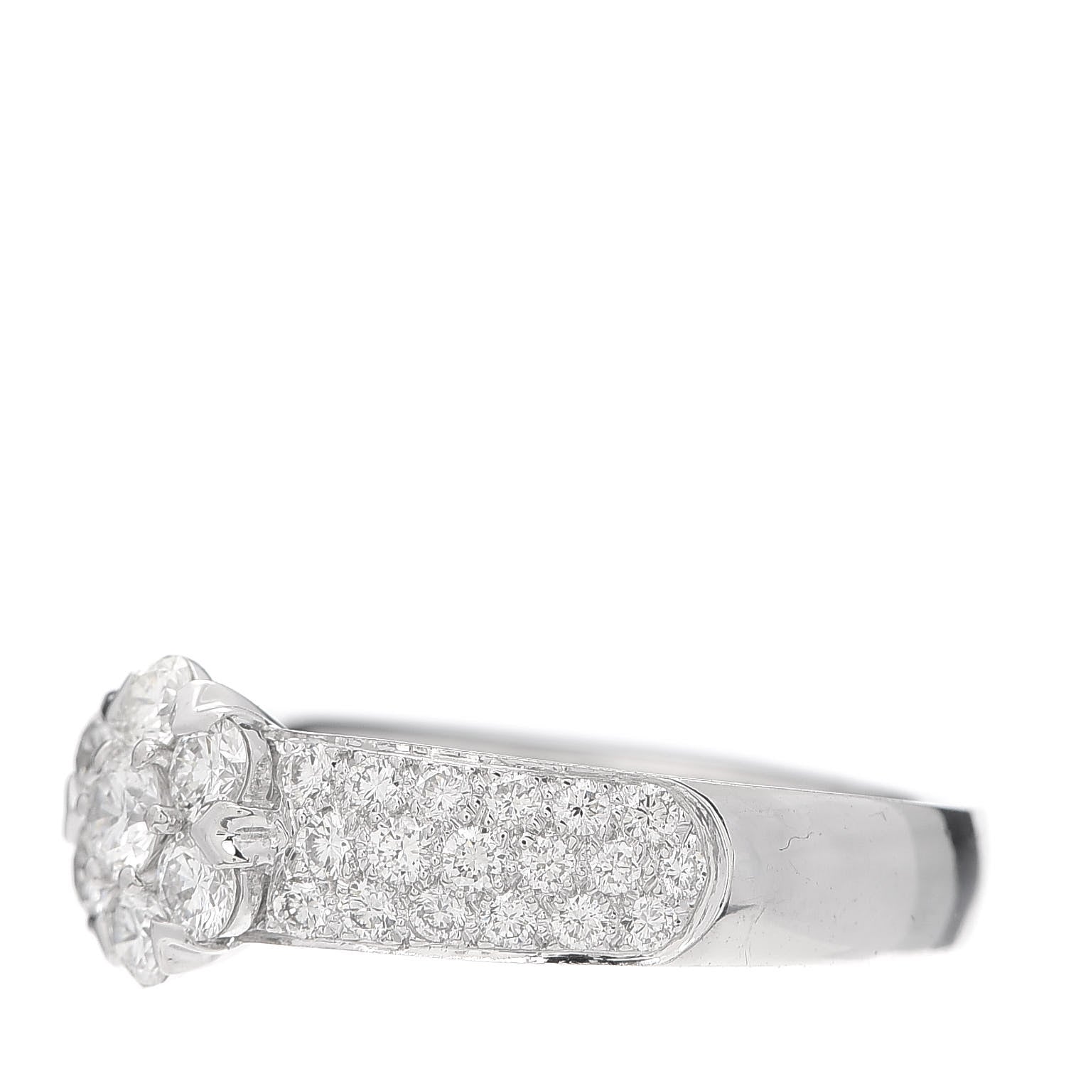 Van Cleef & Arpels 18K White Gold Diamond Fleurette Three-Row Ring 52 6 3 of 5