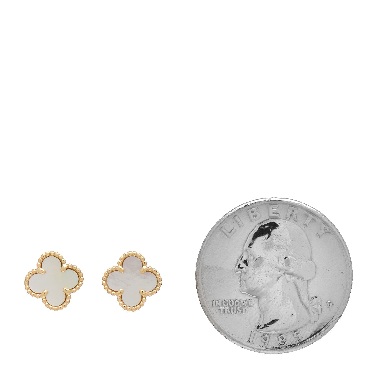 Van Cleef & Arpels 18K Yellow Gold Mother of Pearl Sweet Alhambra Earrings 2 of 5