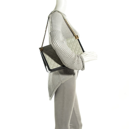 Chanel Calfskin Quilted Elegant CC Large Shopping Tote Grey Black 2 of 8