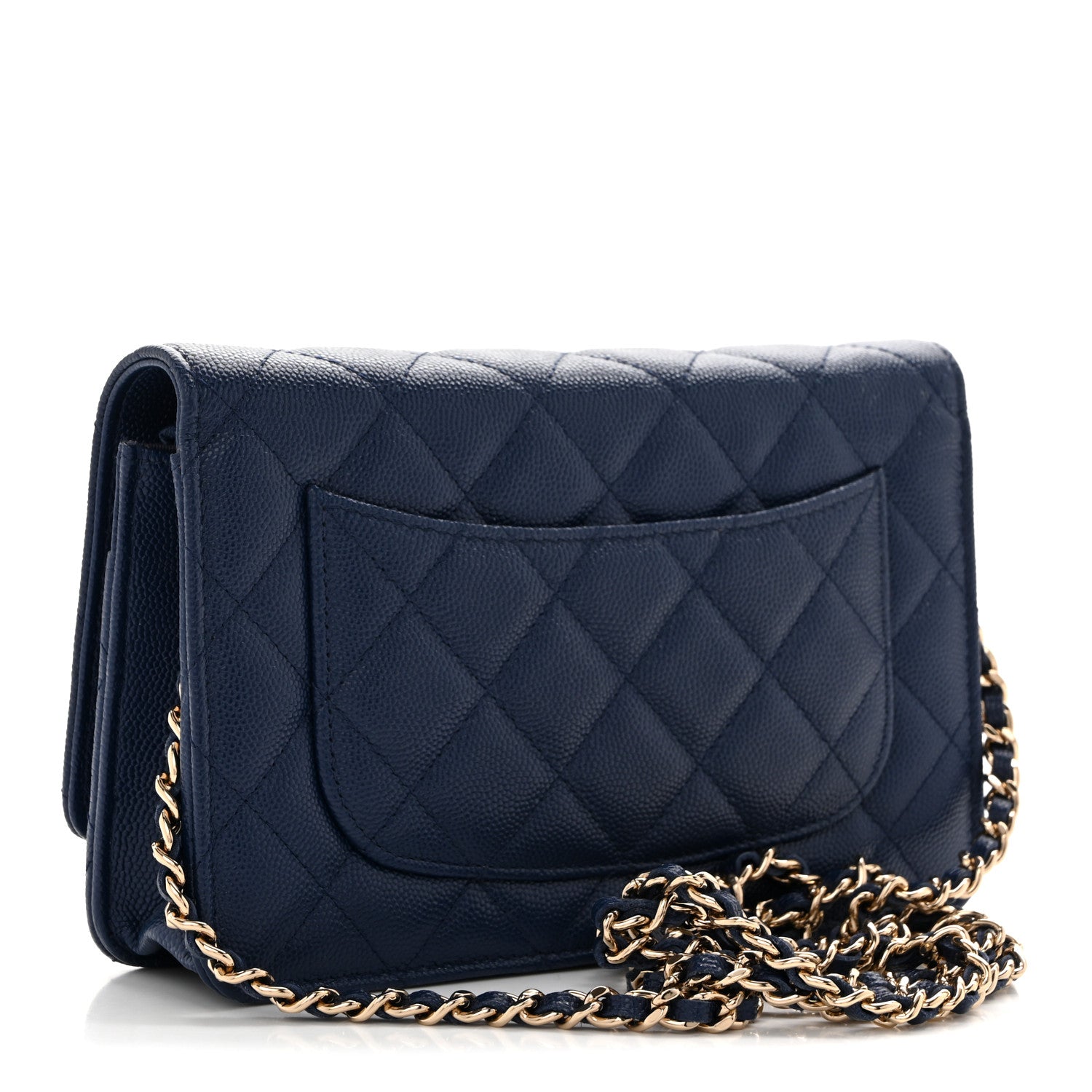 Chanel Caviar Quilted Wallet on Chain WOC Navy Blue 3 of 14