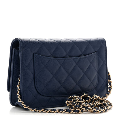 Chanel Caviar Quilted Wallet on Chain WOC Navy Blue 3 of 14
