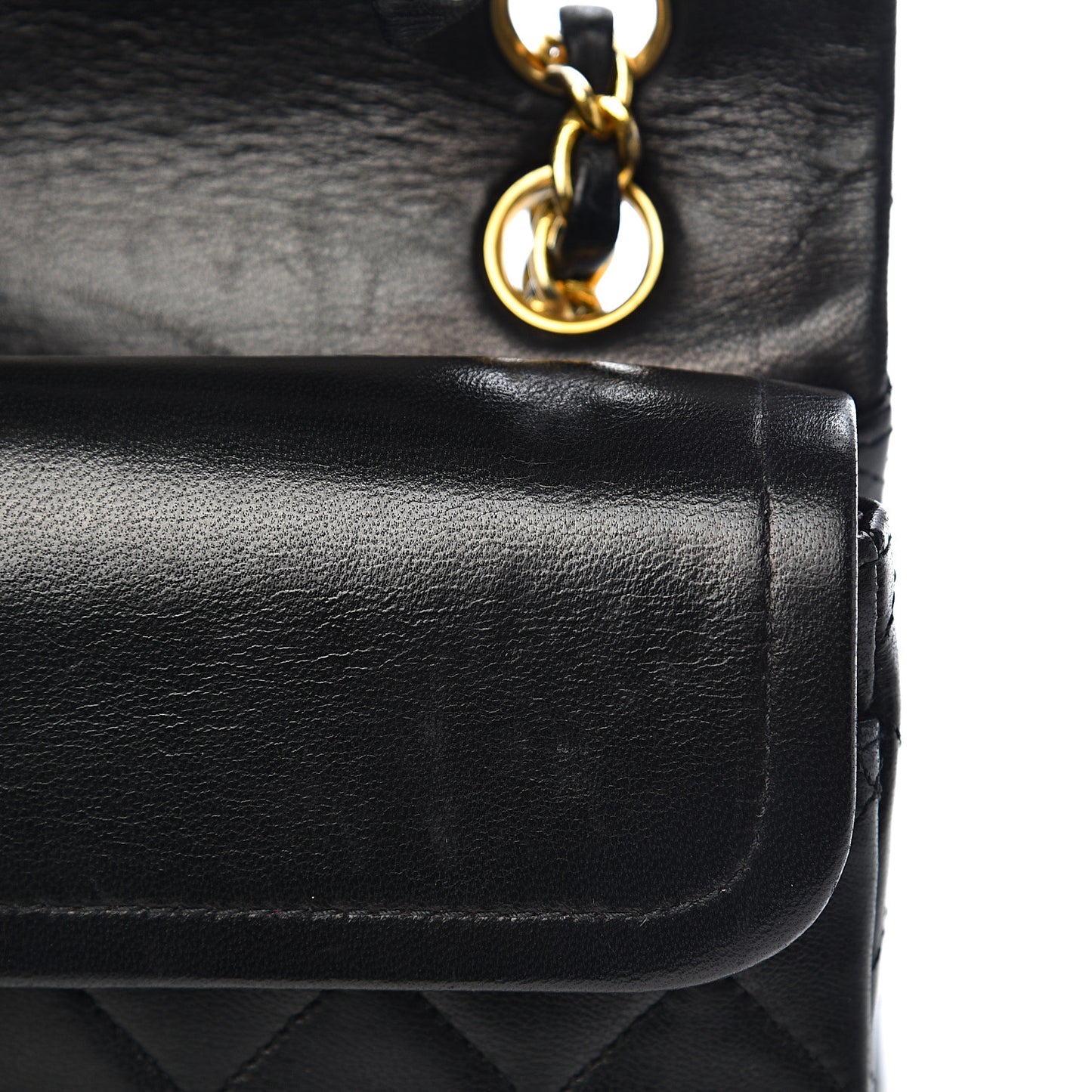 Lambskin Quilted Small Double Flap Black