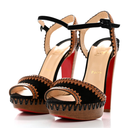 Christian Louboutin Suede Calfskin Trepi 140 Platform Sandals 40 Black 3 of 7