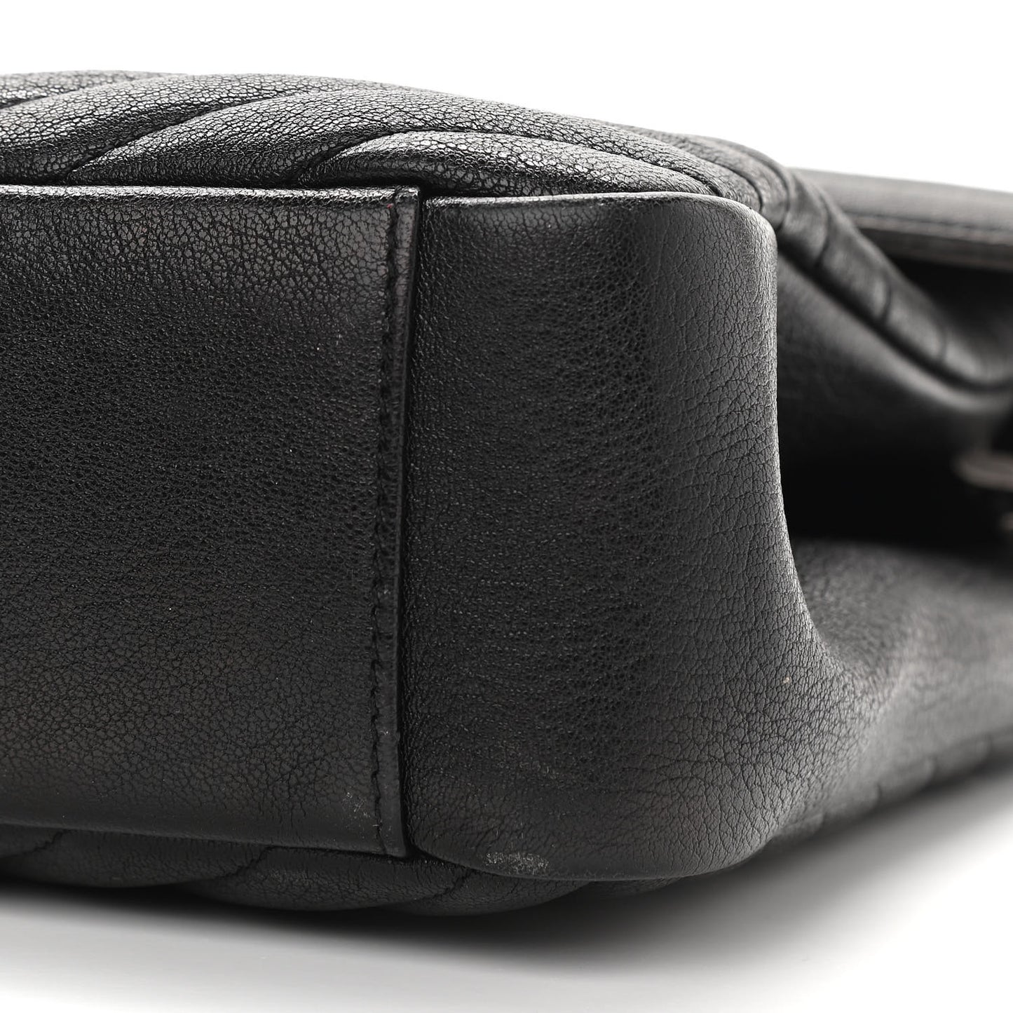 Sheepskin Matelasse Chevron Monogram Large College Satchel Black