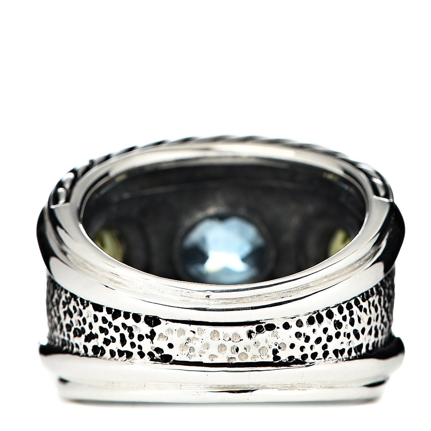 Sterling Silver 14K Yellow Gold 17mm Blue Topaz Peridot Renaissance Ring 57 8
