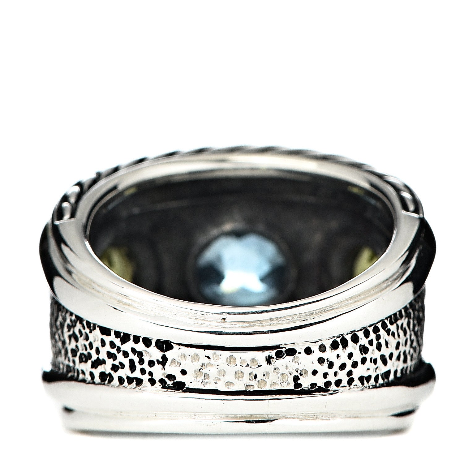 David Yurman Sterling Silver 14K Yellow Gold 17mm Blue Topaz Peridot Renaissance Ring 57 8 4 of 6