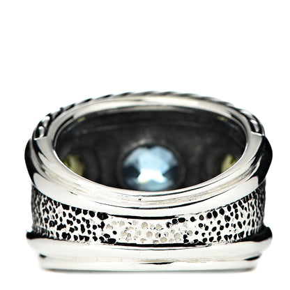 David Yurman Sterling Silver 14K Yellow Gold 17mm Blue Topaz Peridot Renaissance Ring 57 8 4 of 6