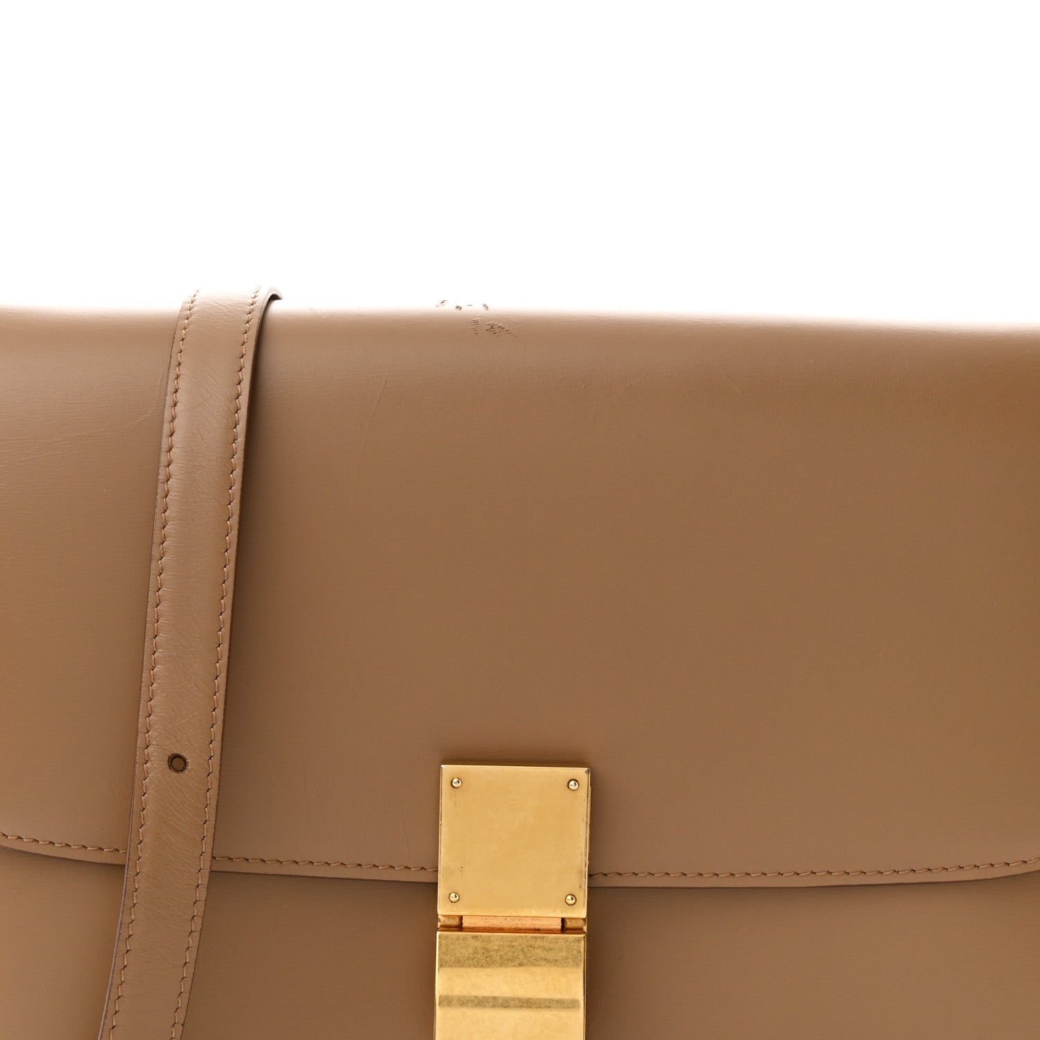 Celine Box Calfskin Medium Classic Box Flap Bag Light Camel