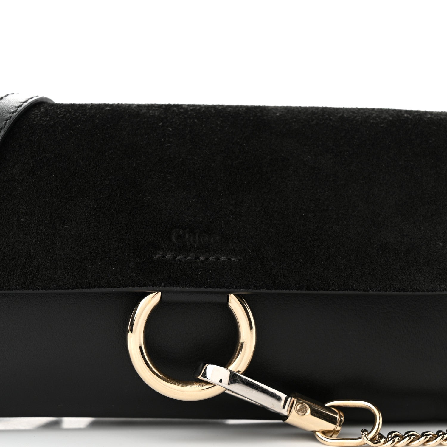 Chloe Suede Calfskin Mini Faye Shoulder Bag Black 7 of 9