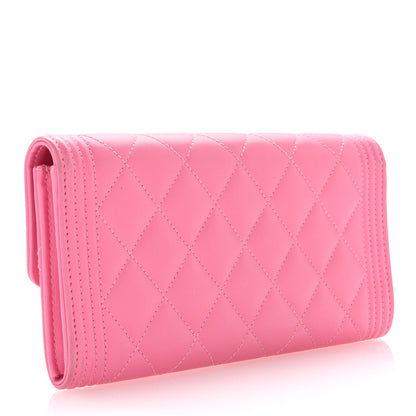 Chanel Lambskin Quilted Large Boy Gusset Flap Wallet Pink 3 of 10