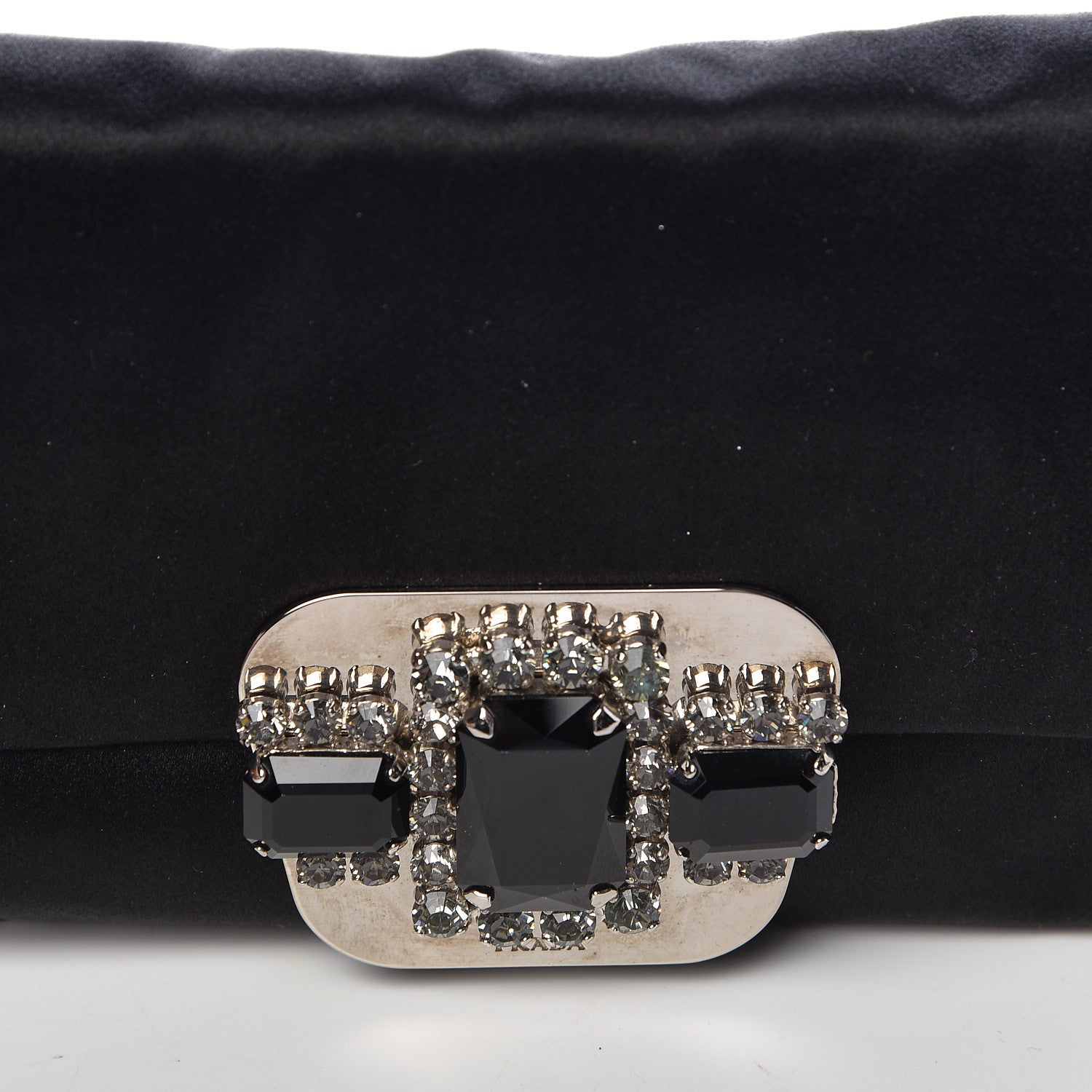 Prada Satin Crystal Clutch Black 7 of 10