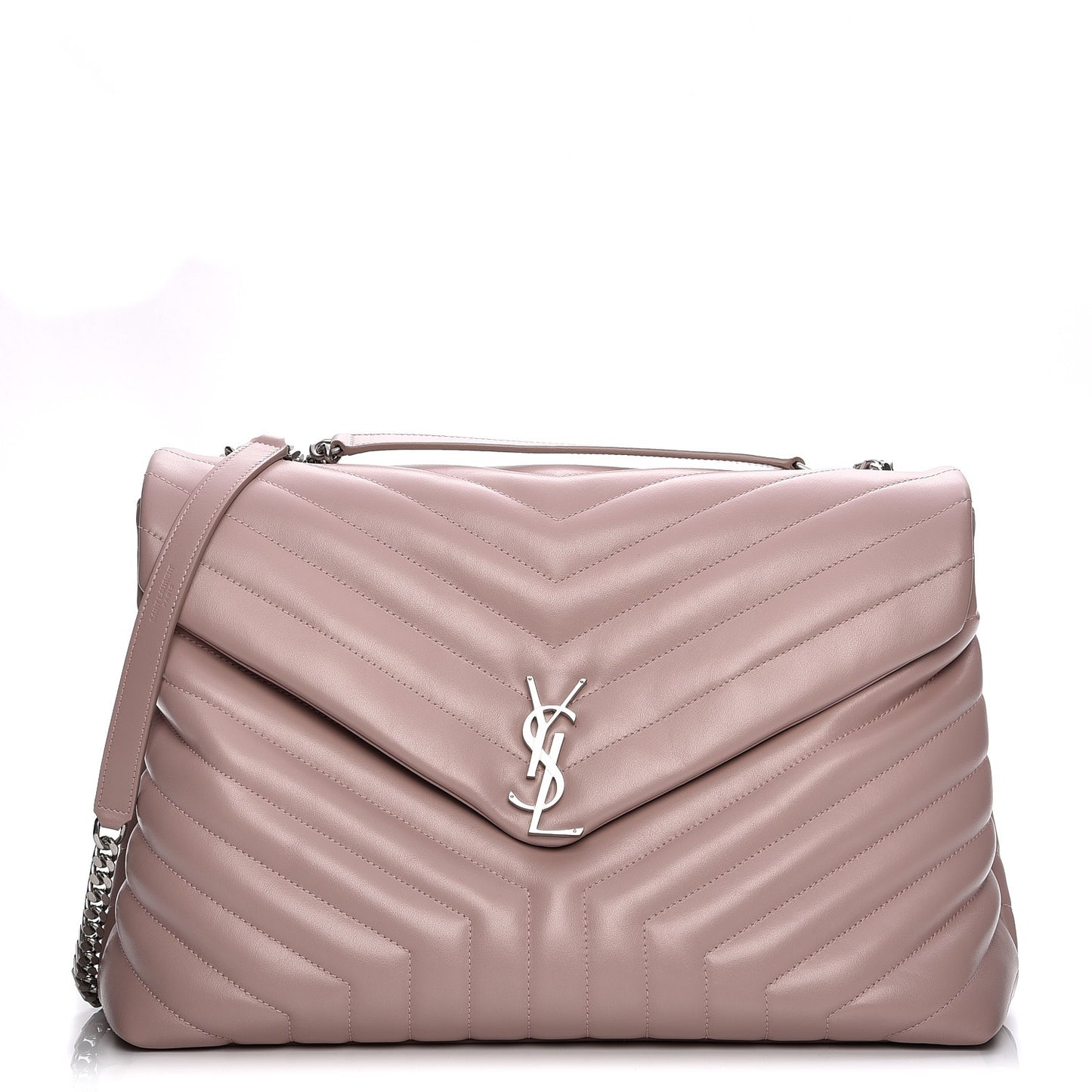 Calfskin Y Quilted Monogram Large Loulou Chain Satchel Pale Blush