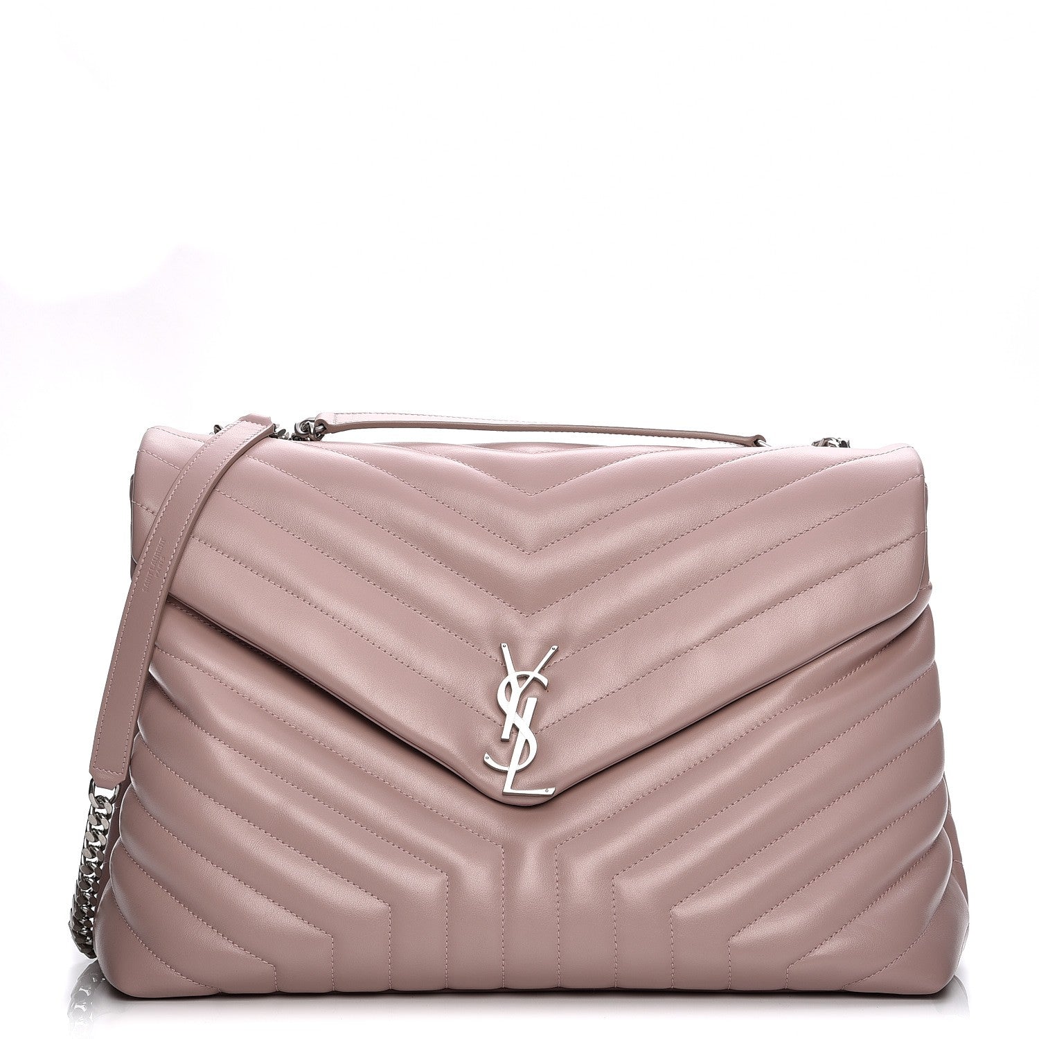 Saint Laurent Calfskin Y Quilted Monogram Large Loulou Chain Satchel Pale Blush 1 of 9