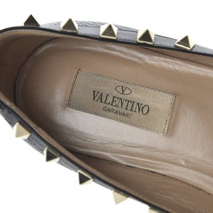 Valentino Garavani Pebbled Calfskin Rockstud Ballerina Flats 36.5 Black 7 of 8