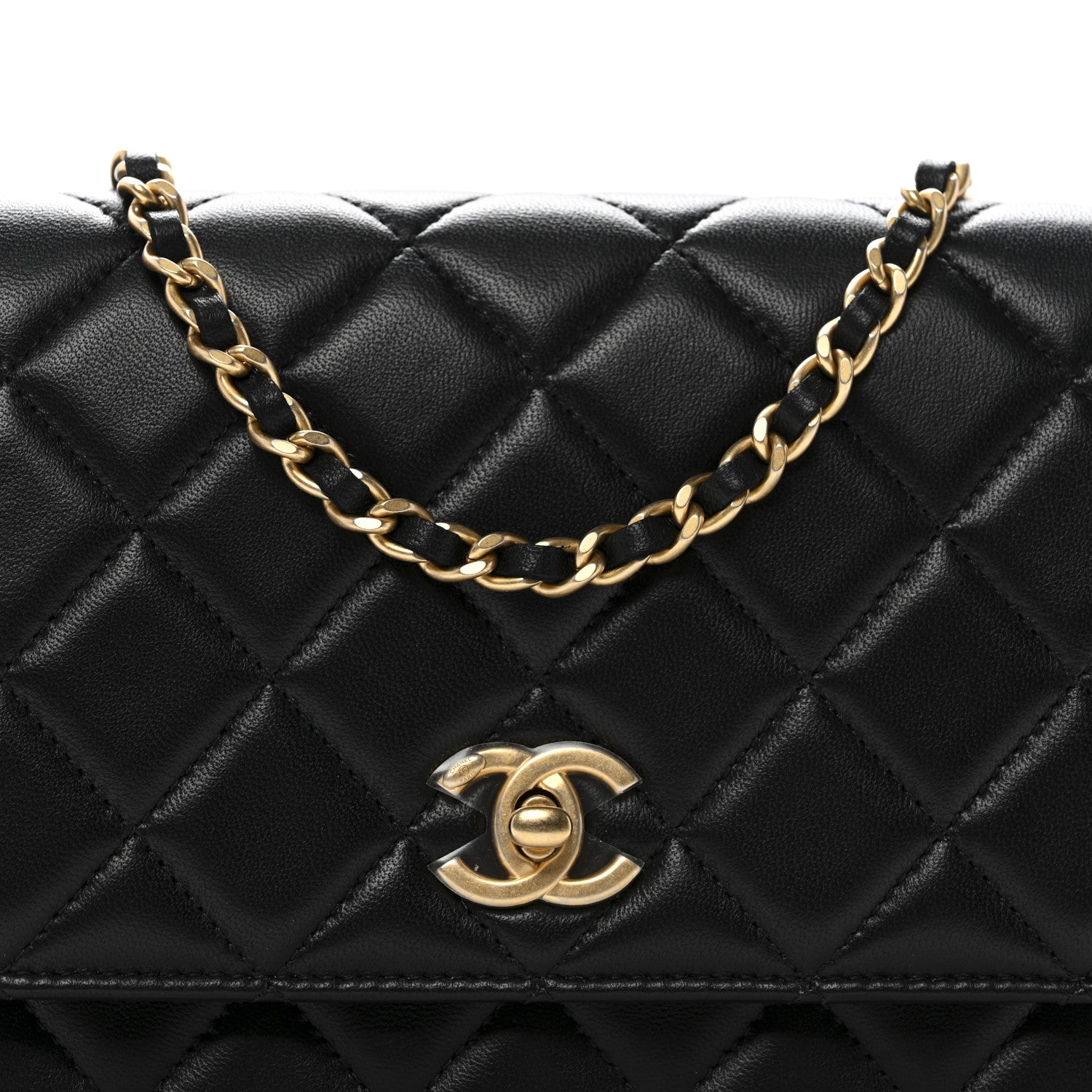 Chanel Lambskin Quilted CC Pearl Crush Wallet on Chain WOC Black 6 of 12
