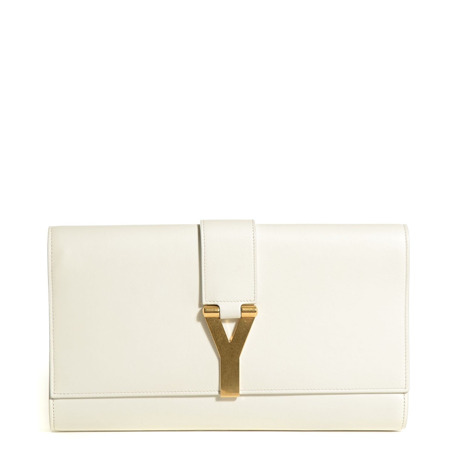 Saint Laurent Calfskin Classic Y Clutch White 1 of 18