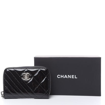 Chanel Patent Quilted Coco Boy Zip Coin Purse Black 8 of 8