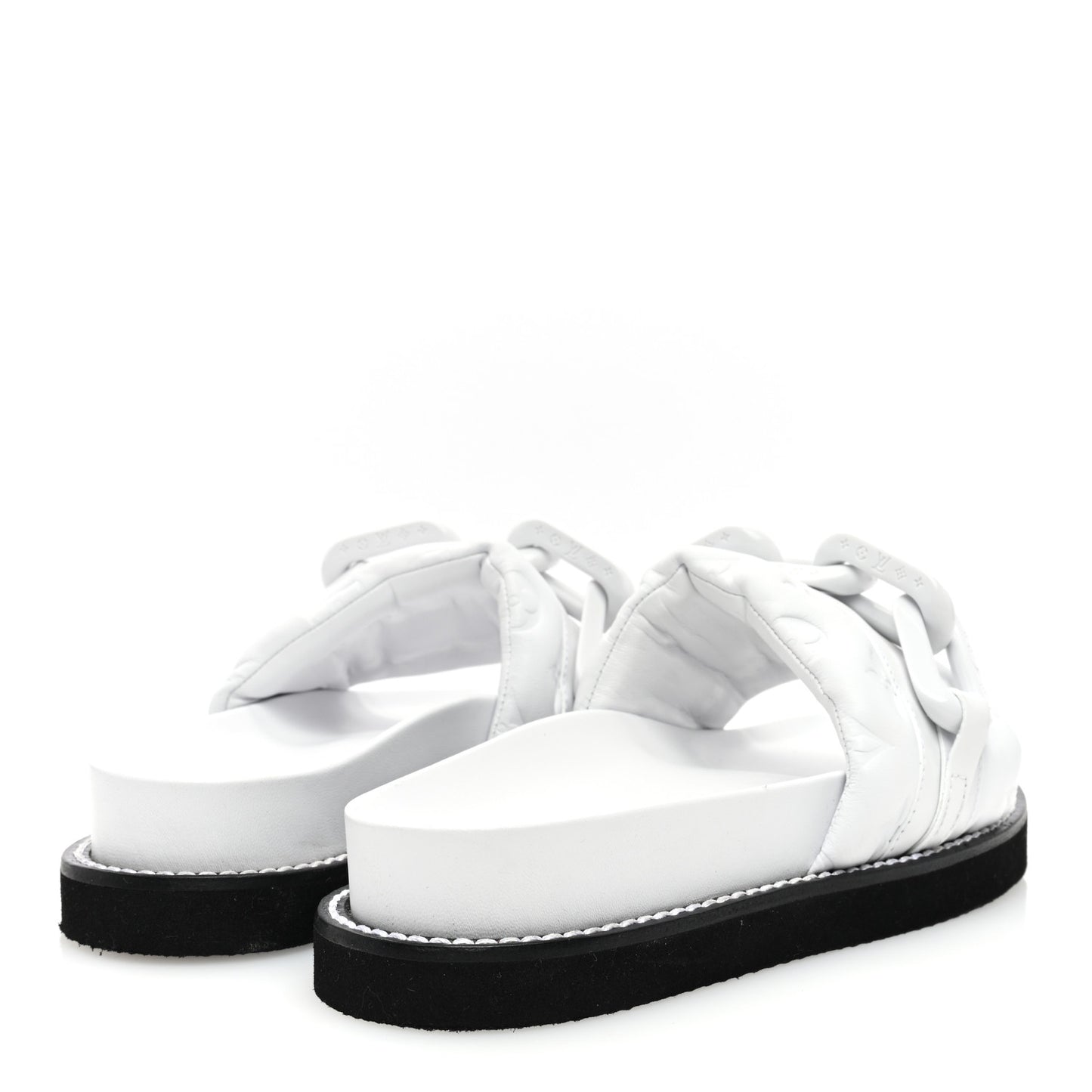 Calfskin Embossed Monogram Sunset Flat Comfort Mule 37 White