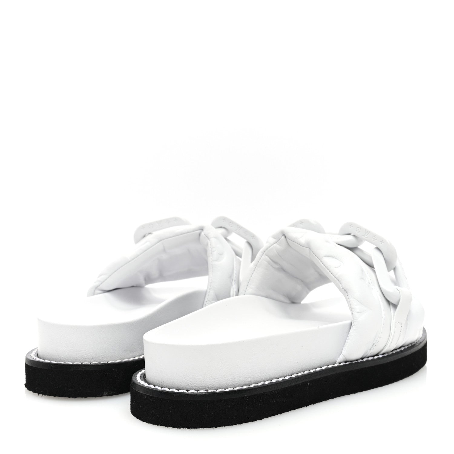 Louis Vuitton Calfskin Embossed Monogram Sunset Flat Comfort Mule 37 White 4 of 7