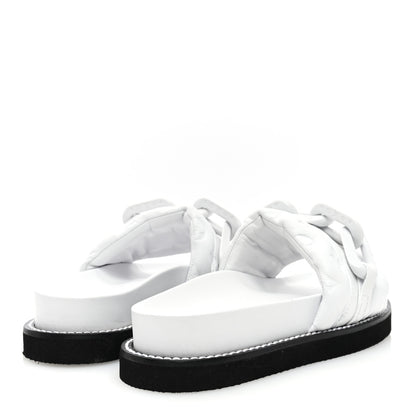 Louis Vuitton Calfskin Embossed Monogram Sunset Flat Comfort Mule 37 White 4 of 7
