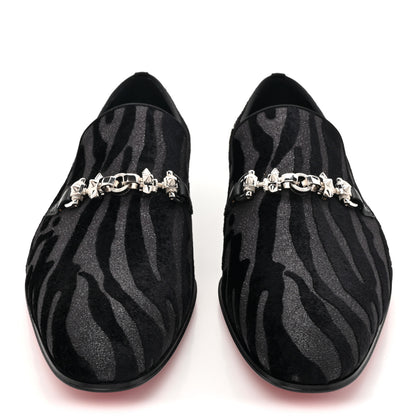 Christian Louboutin Velvet Quagga Mens Equiswing Flat Loafers 44.5 Black 2 of 8