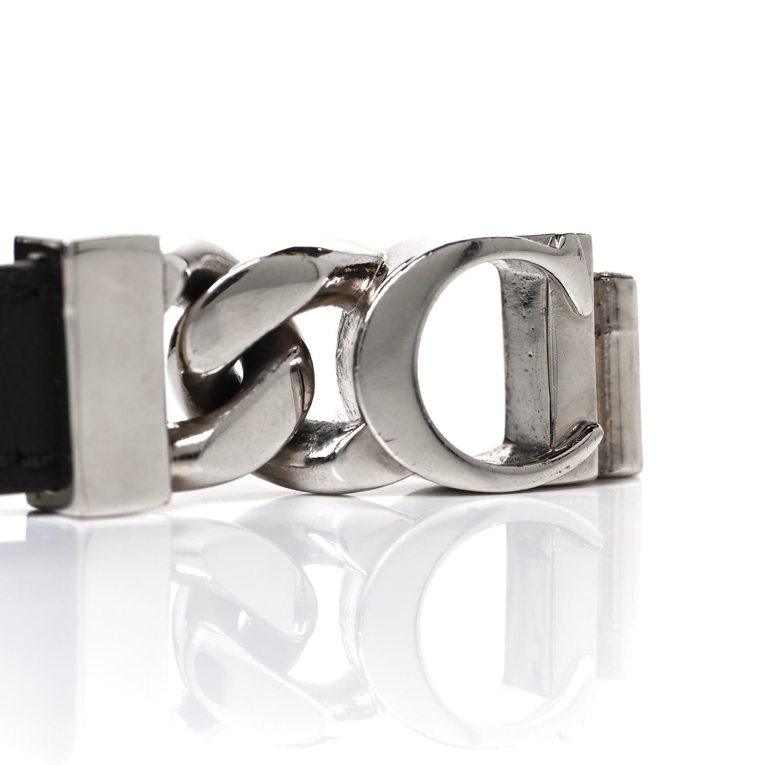 Christian Dior Calfskin Metal Danseuse Etoile Chain Bracelet Black Silver 4 of 6