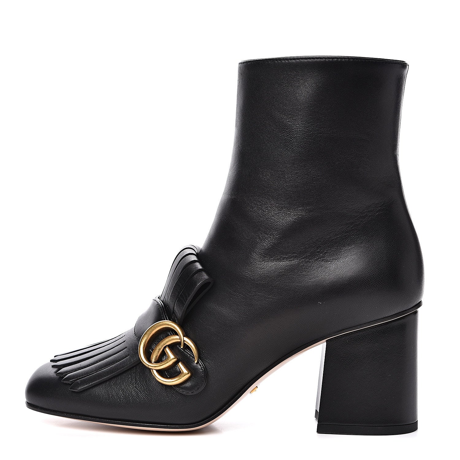 Gucci Malaga Kid GG Marmont Fringe 75mm Ankle Boots 39 Black 1 of 8