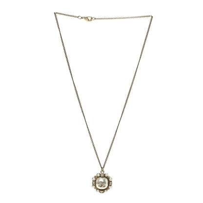 Chanel Pearl Crystal CC Pendant Necklace Gold 3 of 5