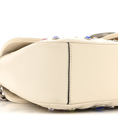 Gucci Calfskin Crystal Matelasse Aria Small GG Marmont Shoulder Bag Mystic White Multicolor 9 of 13