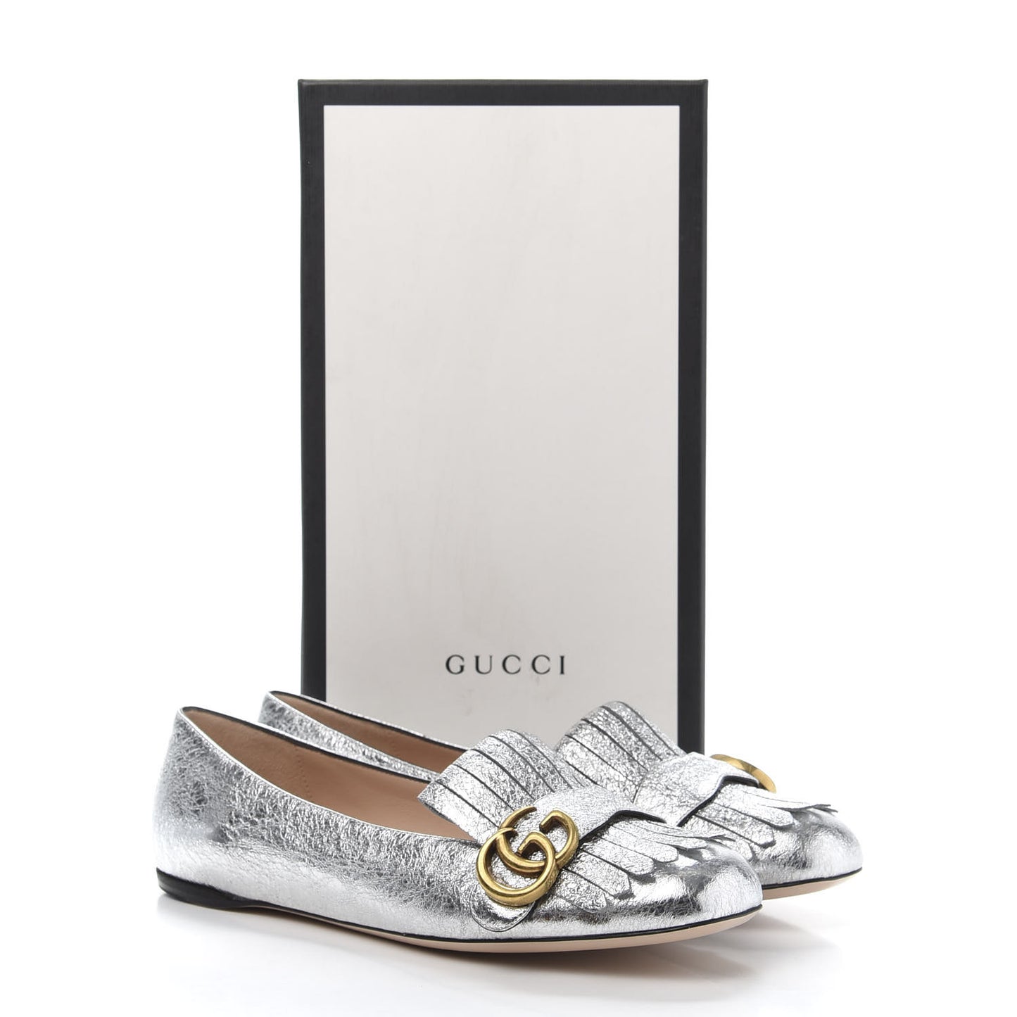 Galassia GG Marmont Fringe Flats 39 Argento